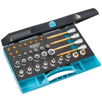 Hazet Werkzeug Satz 1/4" (6,3 mm) Vierkant hohl, 1/2" (12,5 mm) Vierkant hohl, Außen TX Profil, Innen TX Profil, 35-tlg., E6 - E24, T8 - T50