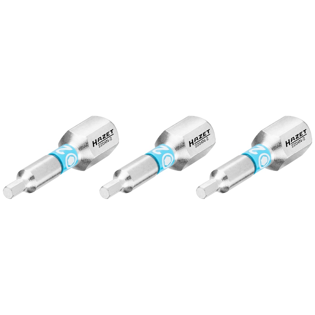 Hazet Bit 1/4 (6,3 mm) Sechskant massiv, Innen Sechskant Profil, 3-tlg., SW 2 mm