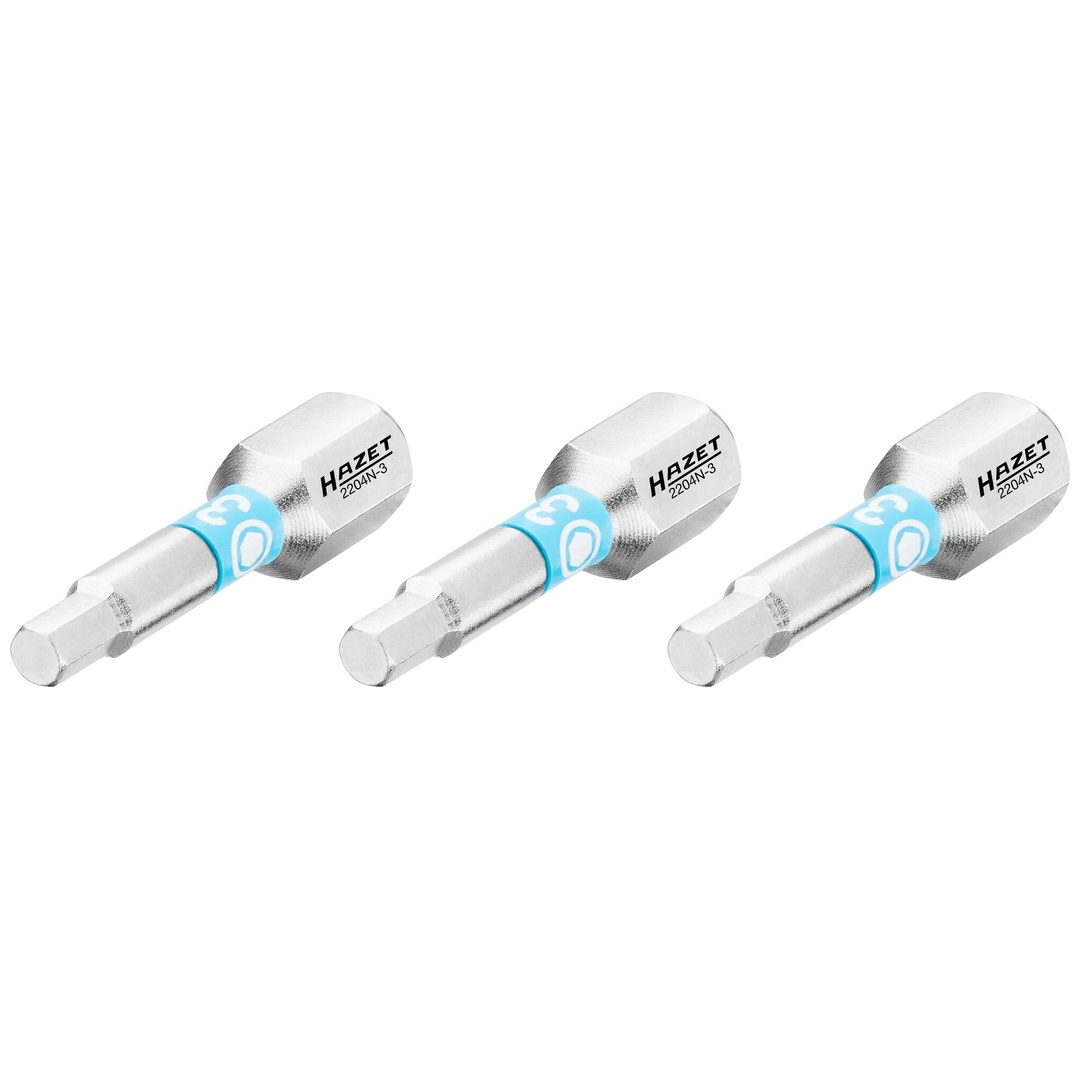 Hazet Bit 1/4 (6,3 mm) Sechskant massiv, Innen Sechskant Profil, 3-tlg., SW 3 mm
