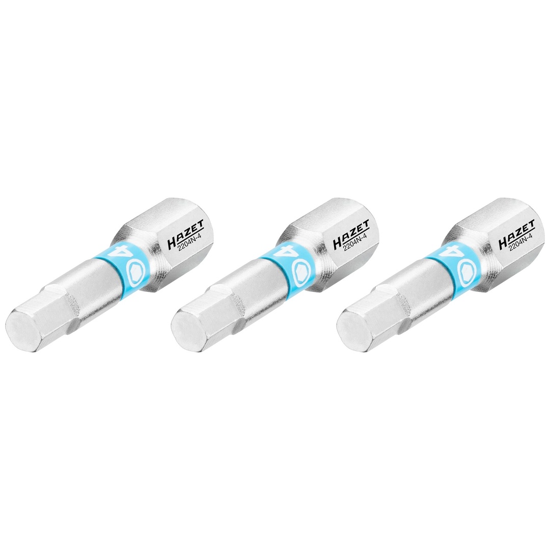 Hazet Bit 1/4 (6,3 mm) Sechskant massiv, Innen Sechskant Profil, 3-tlg., SW 4 mm