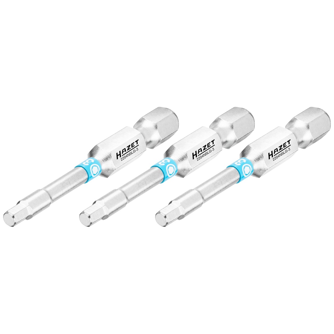 Hazet Bit 1/4 (6,3 mm) Sechskant massiv, Innen Sechskant Profil, 3-tlg., SW 3 mm