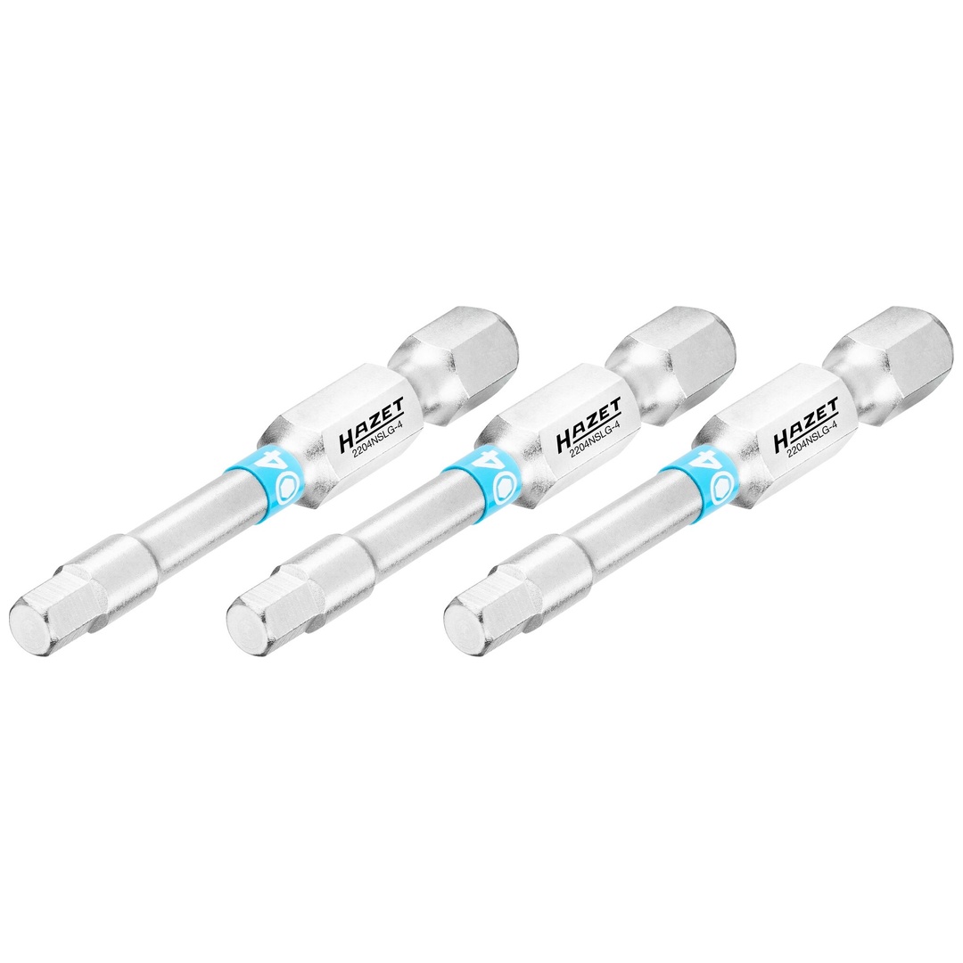 Hazet Bit 1/4 (6,3 mm) Sechskant massiv, Innen Sechskant Profil, 3-tlg., SW 4 mm