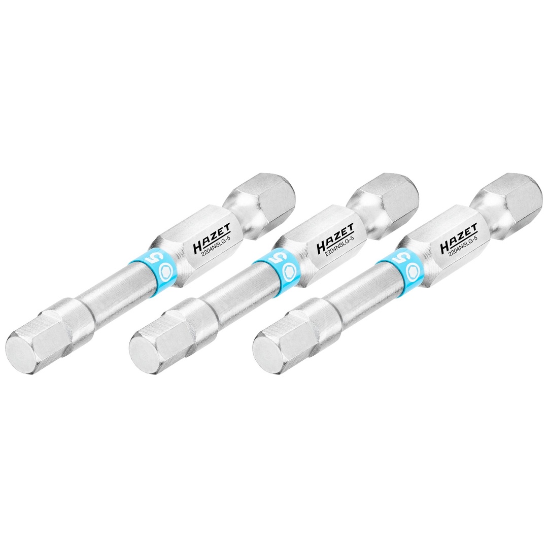 Hazet Bit 1/4 (6,3 mm) Sechskant massiv, Innen Sechskant Profil, 3-tlg., SW 5 mm