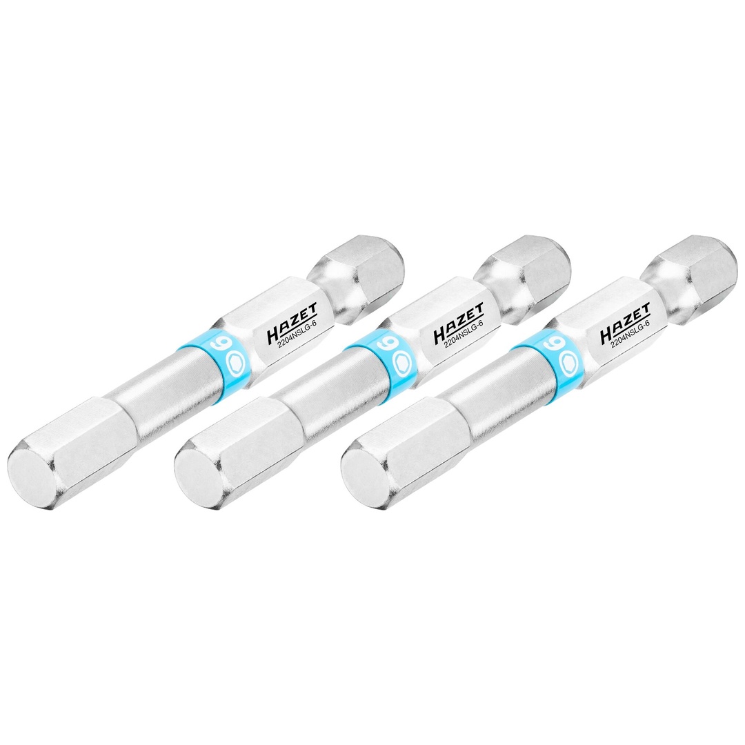 Hazet Bit 1/4 (6,3 mm) Sechskant massiv, Innen Sechskant Profil, 3-tlg., SW 6 mm