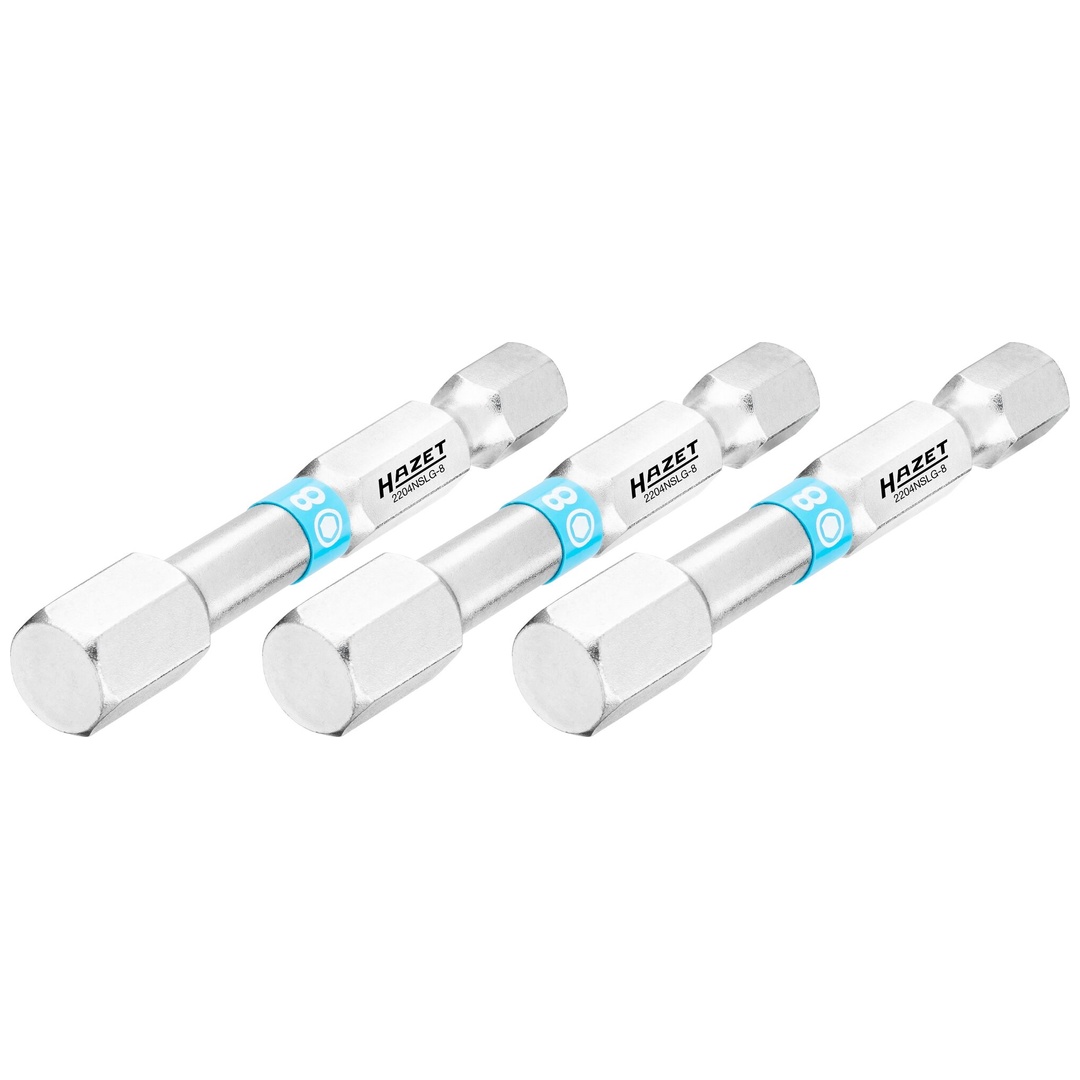 Hazet Bit 1/4 (6,3 mm) Sechskant massiv, Innen Sechskant Profil, 3-tlg., SW 8 mm