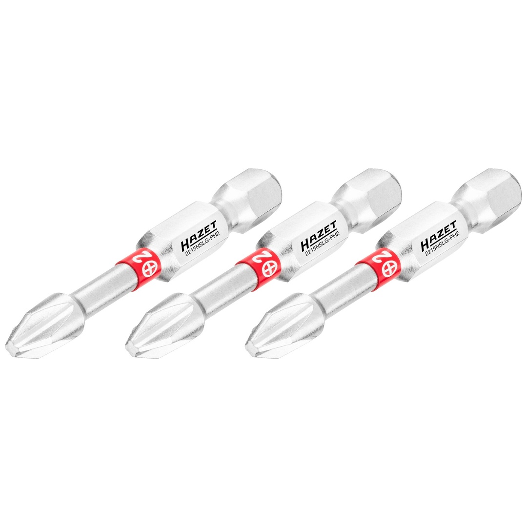 Hazet Bit 1/4 (6,3 mm) Sechskant massiv, Kreuzschlitz Profil PH, 3-tlg., SW PH2