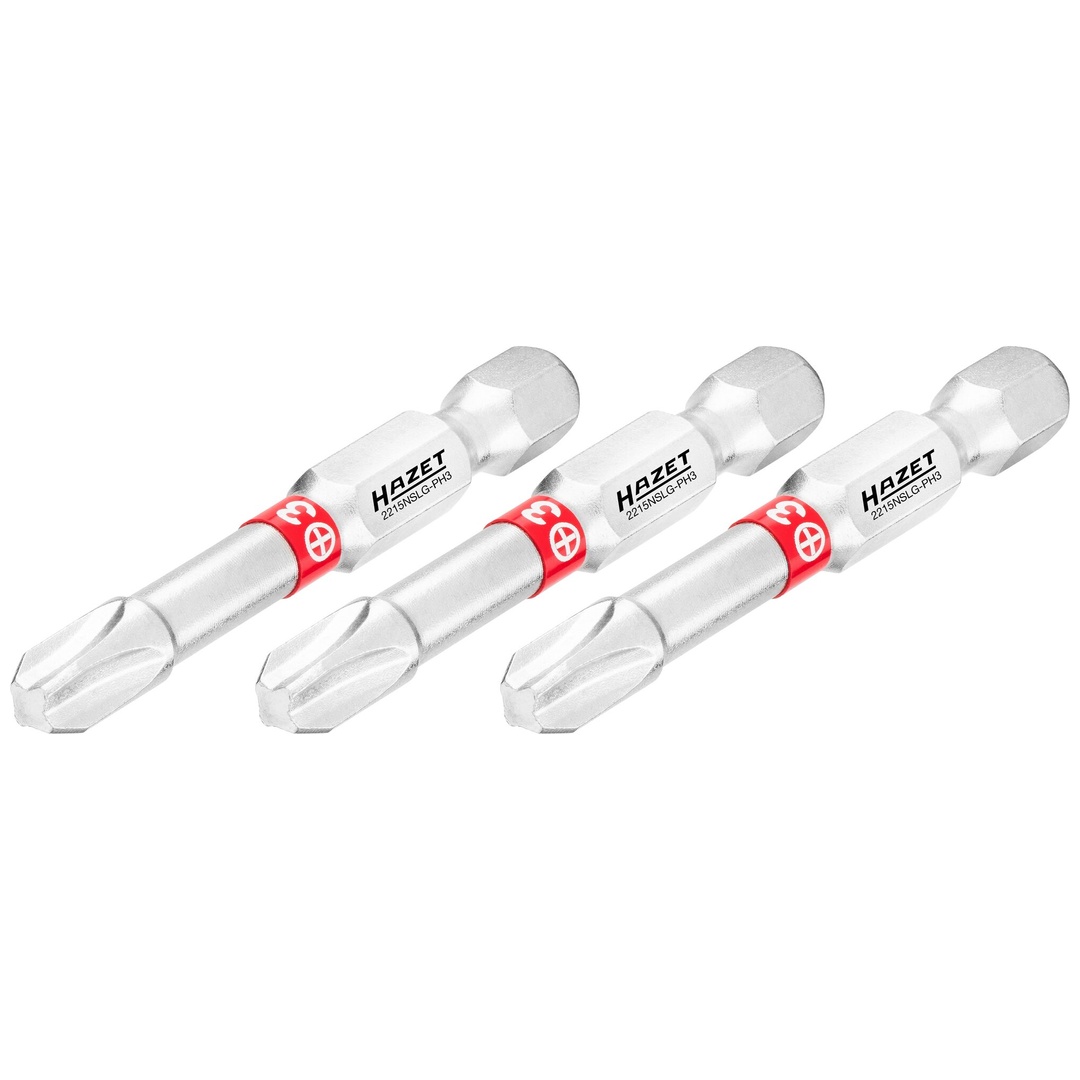 Hazet Bit 1/4 (6,3 mm) Sechskant massiv, Kreuzschlitz Profil PH, 3-tlg., SW PH3