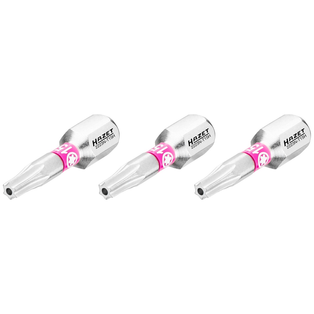 Hazet Bit 1/4 (6,3 mm) Sechskant massiv, Tamper Resistant TX Profil, 3-tlg., SW T15H