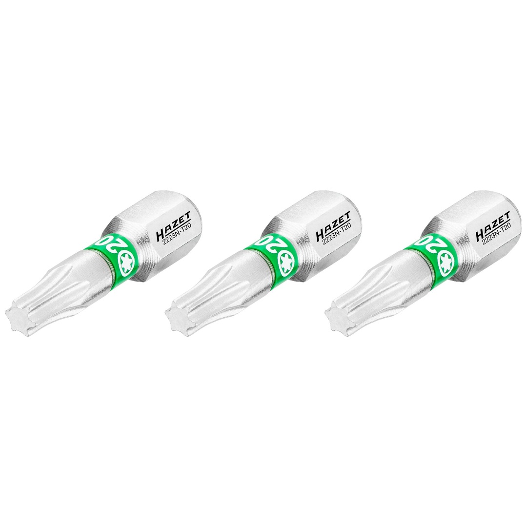 Hazet Bit 1/4 (6,3 mm) Sechskant massiv, Innen TX Profil, 3-tlg., SW T20