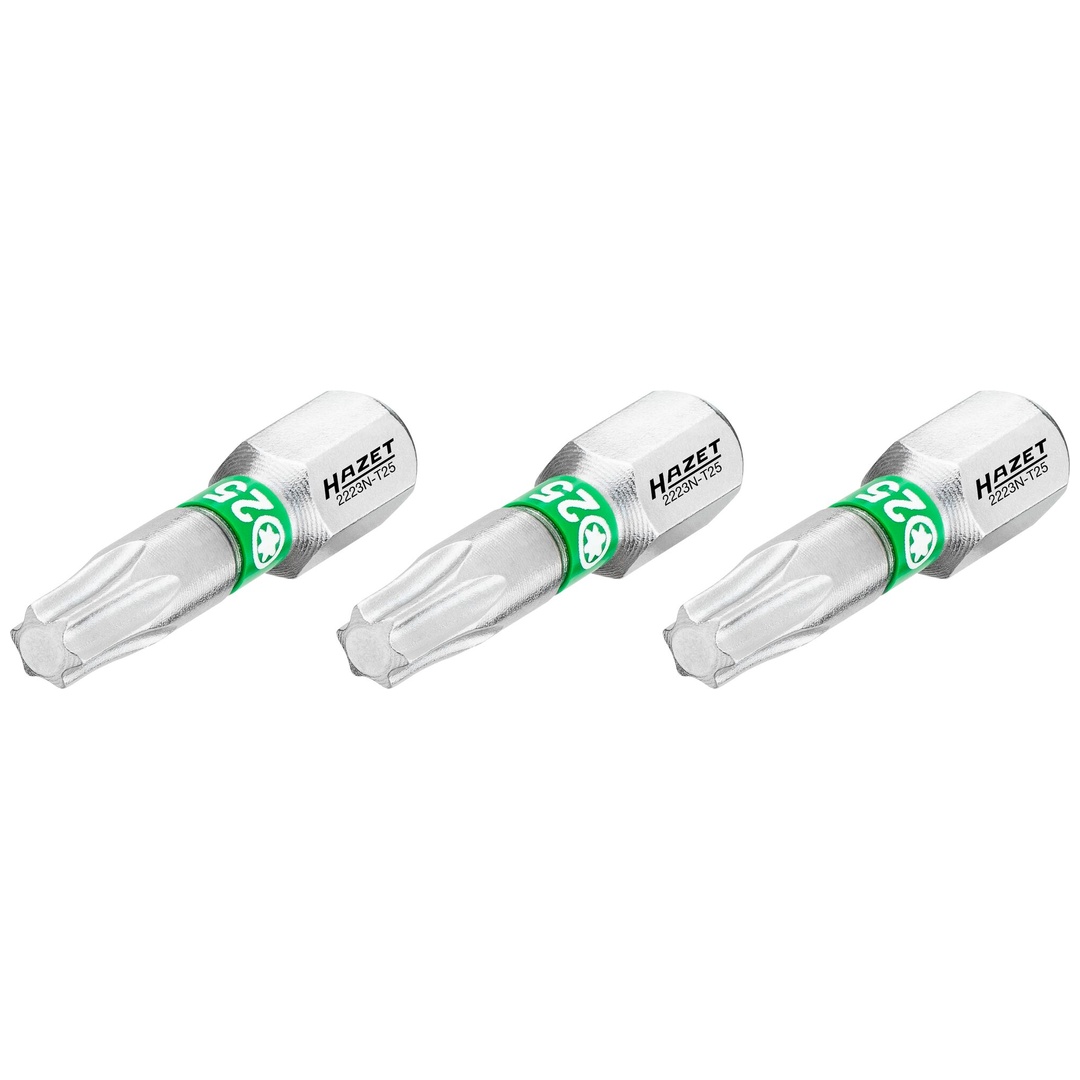 Hazet Bit 1/4 (6,3 mm) Sechskant massiv, Innen TX Profil, 3-tlg., SW T25