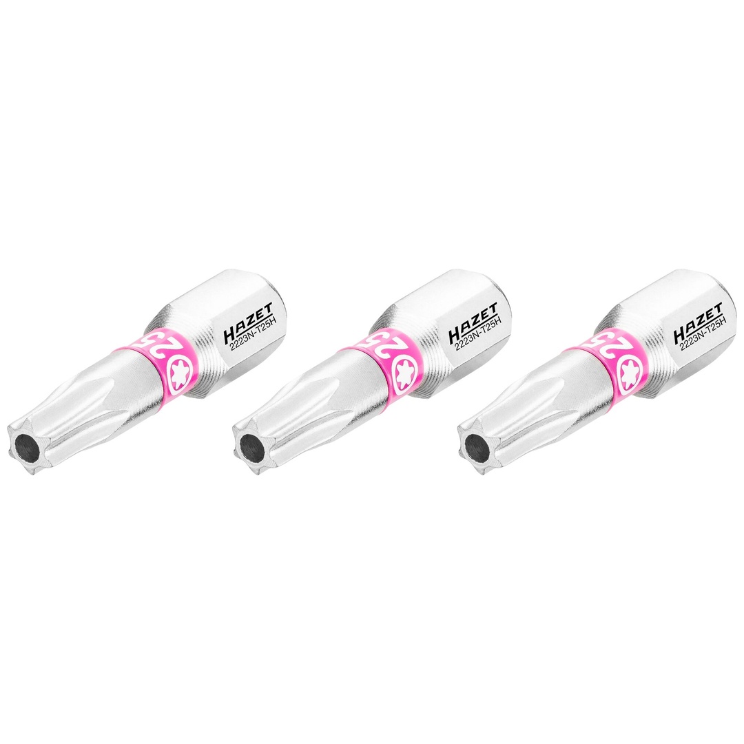 Hazet Bit 1/4 (6,3 mm) Sechskant massiv, Tamper Resistant TX Profil, 3-tlg., SW T25H