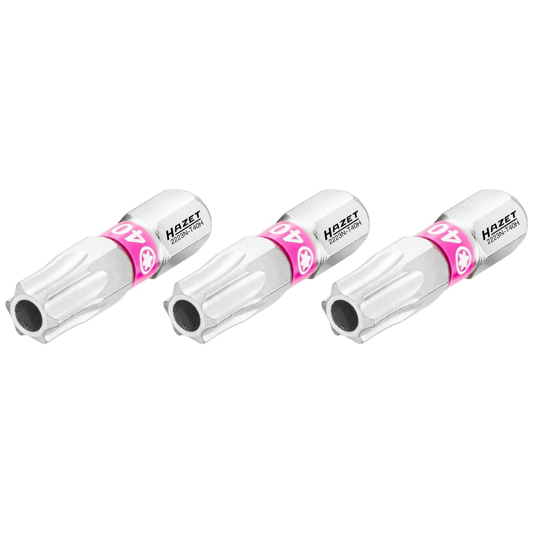 Hazet Bit 1/4 (6,3 mm) Sechskant massiv, Tamper Resistant TX Profil, 3-tlg., SW T40H