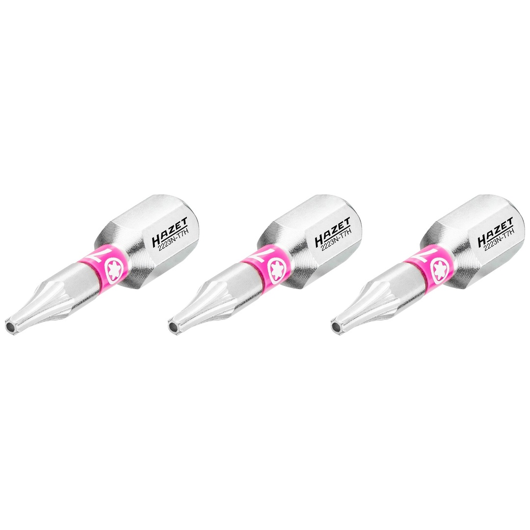 Hazet Bit 1/4 (6,3 mm) Sechskant massiv, Tamper Resistant TX Profil, 3-tlg., SW T7H
