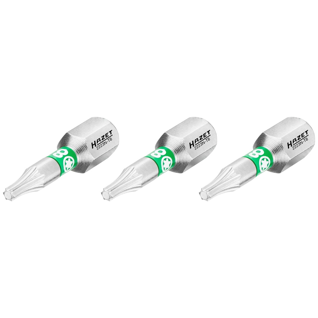 Hazet Bit 1/4 (6,3 mm) Sechskant massiv, Innen TX Profil, 3-tlg., SW T8