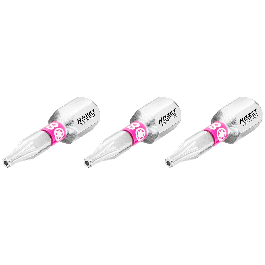 Hazet Bit 1/4 (6,3 mm) Sechskant massiv, Tamper Resistant TX Profil, 3-tlg., SW T8H