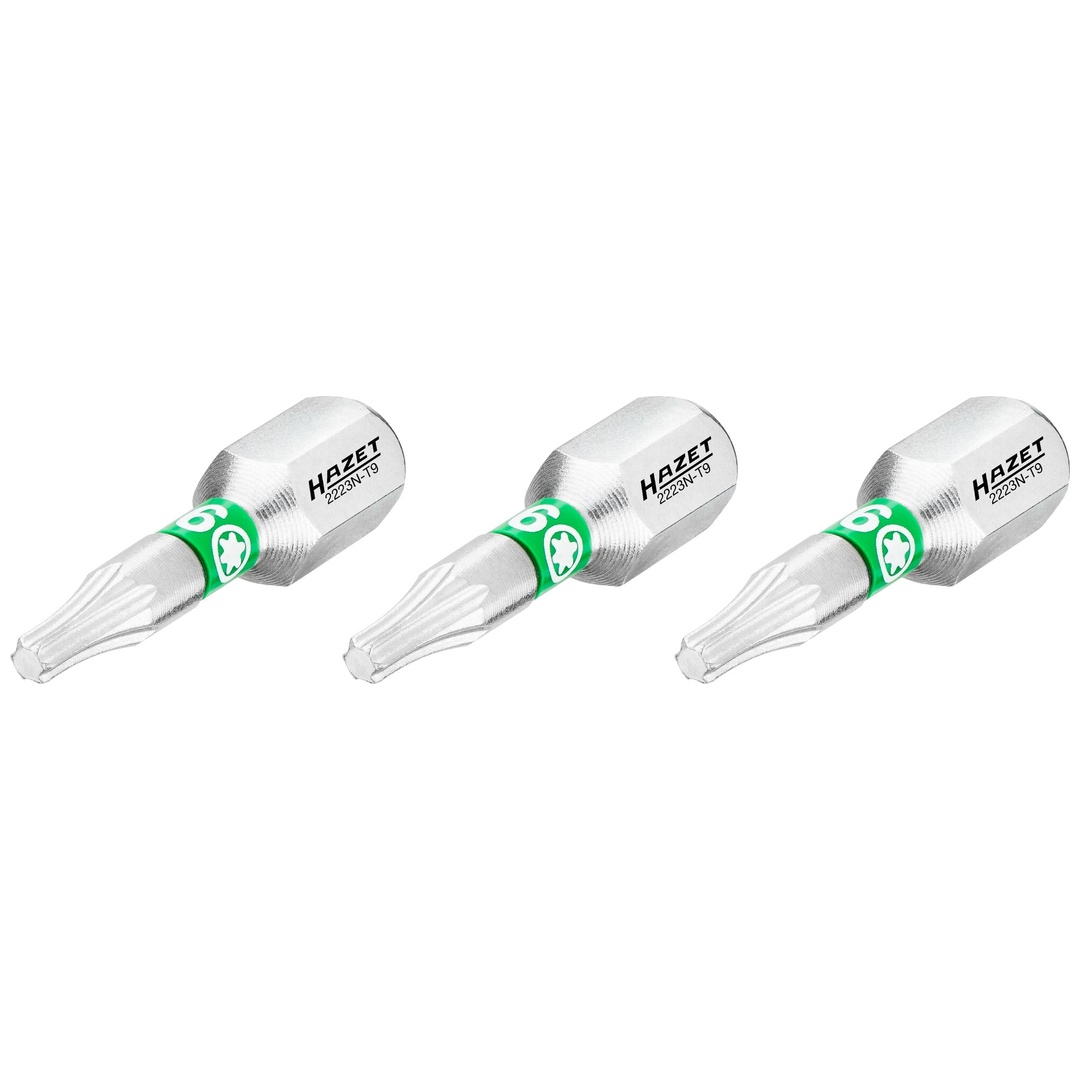Hazet Bit 1/4 (6,3 mm) Sechskant massiv, Innen TX Profil, 3-tlg., SW T9