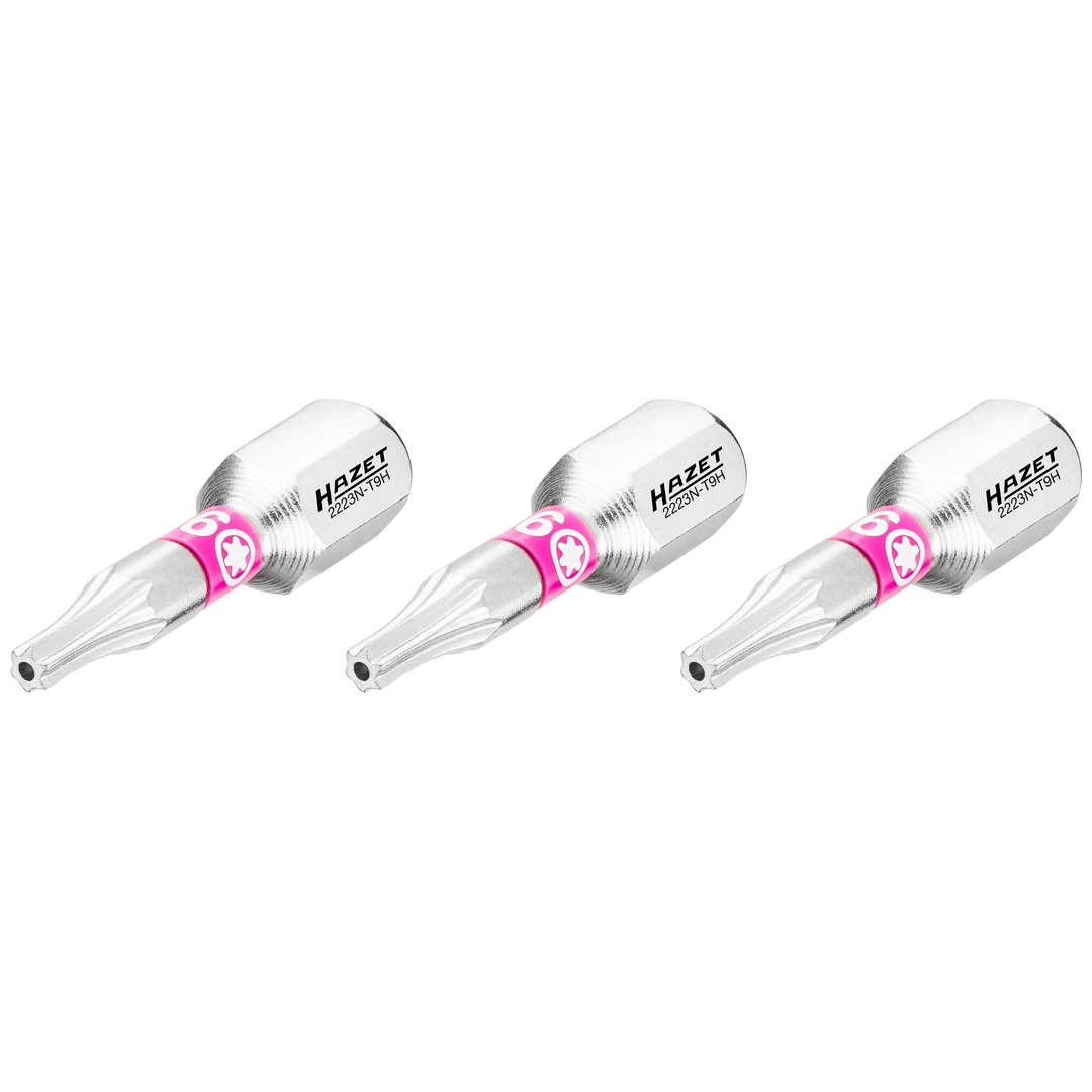 Hazet Bit 1/4 (6,3 mm) Sechskant massiv, Tamper Resistant TX Profil, 3-tlg., SW T9H
