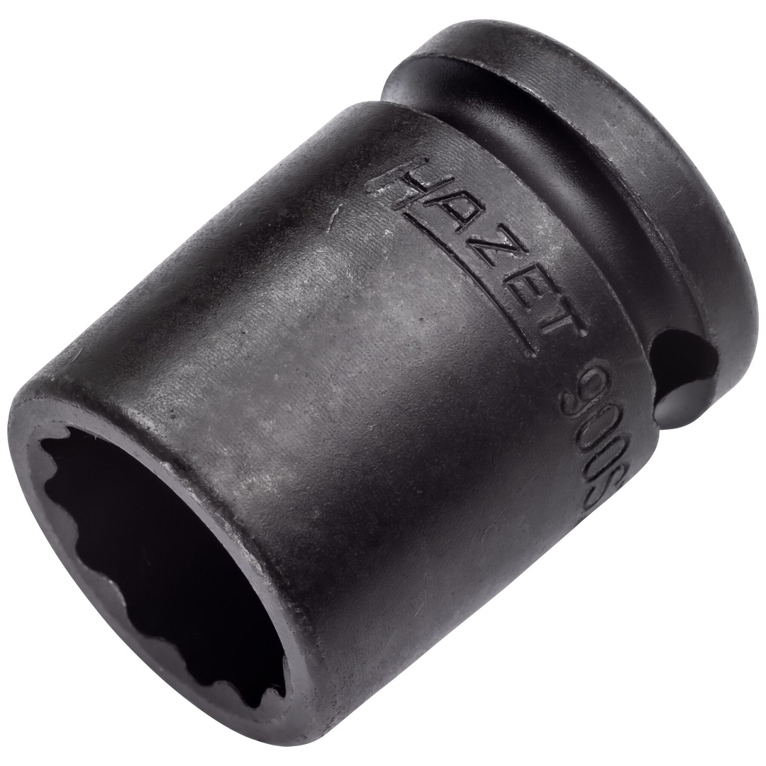 Hazet Schlag-Maschinenschrauber Steckschlüsseleinsatz 900SZ-19, 1/2 (12,5 mm) Vierkant hohl, Außen Doppelsechskant-Tractionsprofil, SW 19 mm