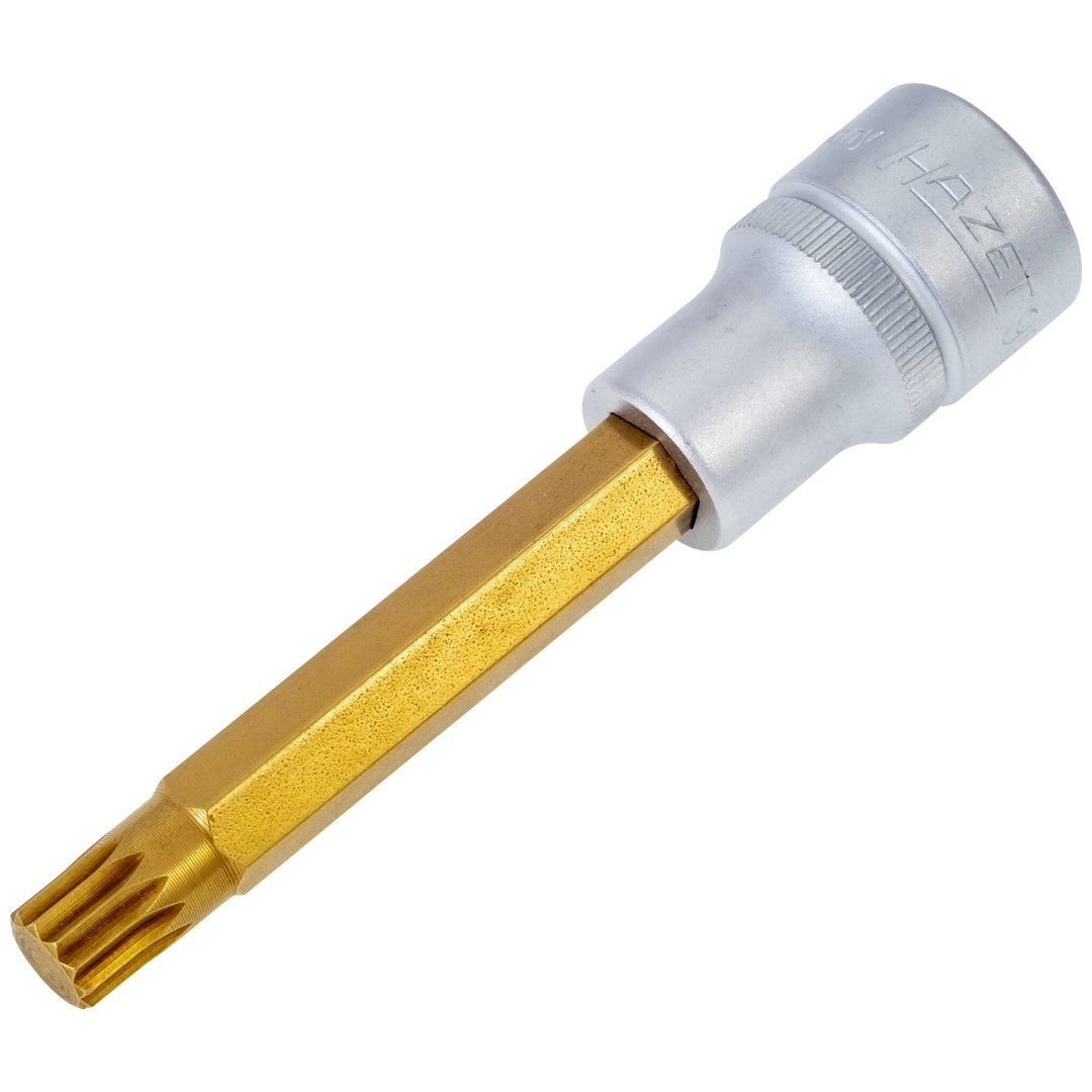 Hazet Schraubendreher-Steckschlüsseleinsatz 990LG-10, 1/2 (12,5 mm) Vierkant hohl, Innen Vielzahn Profil XZN, SW M10