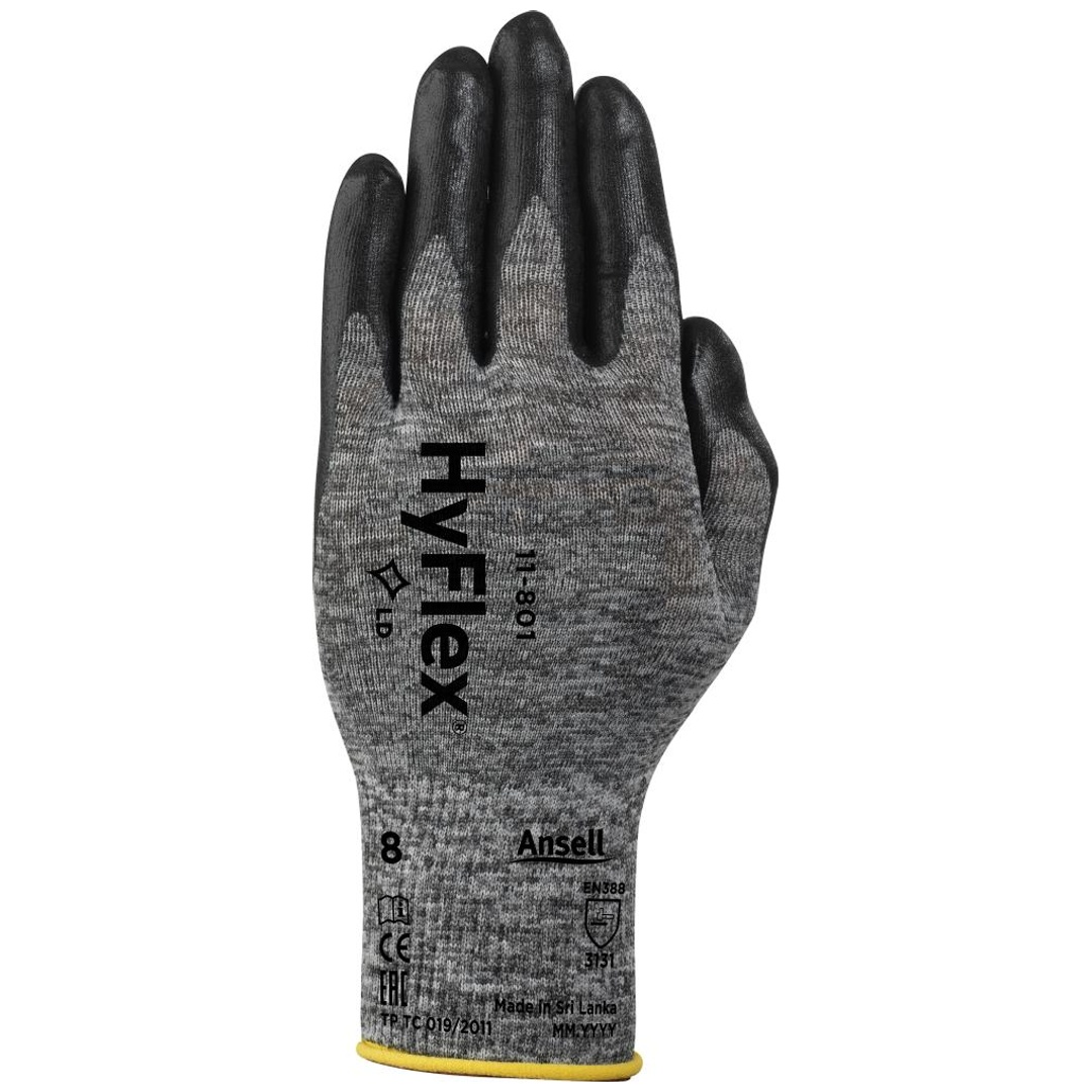 Ansell Montagehandschuh Hyflex 11-801, Gr. 9 schwarz-grau