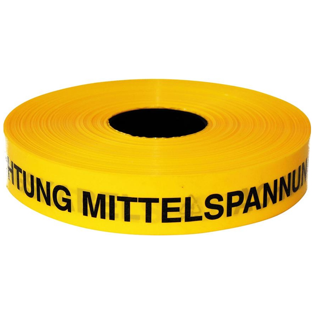 Trassenwarnband Achtung Mittelspannungskabel, 250 m, gelb