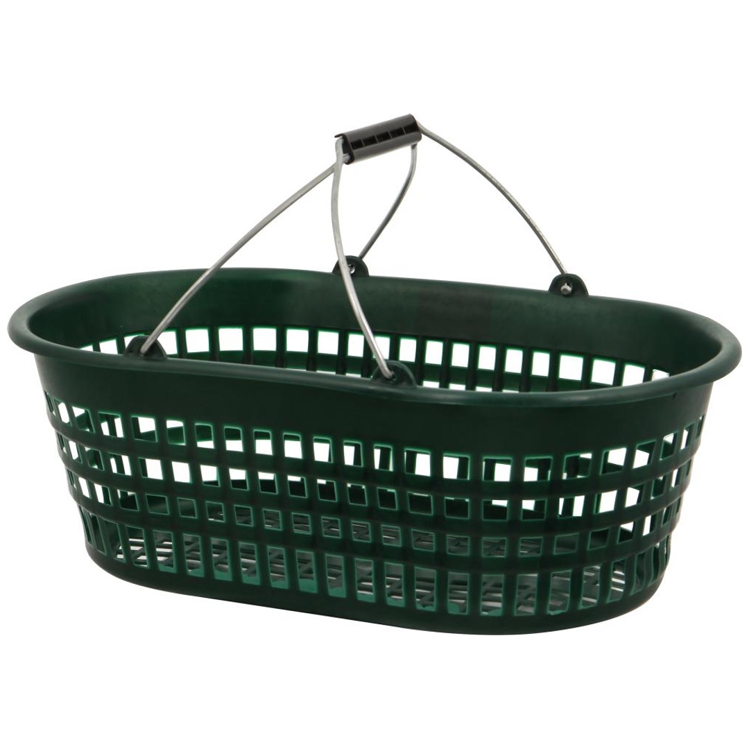 Gartenkorb 15 kg, grün, oval, mit Doppelklappbügel