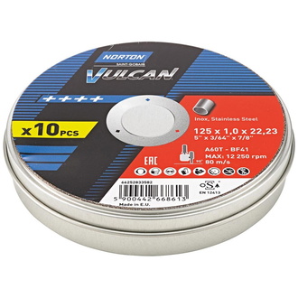 Norton Clipper Trennscheibe Dose 10x Vulcan Inox 125x1,0 mm