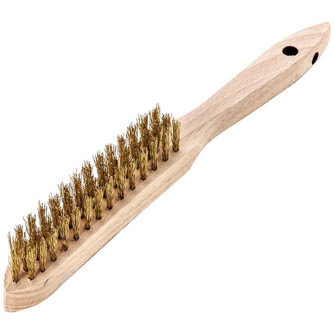 Lessmann Handdrahtbürste Messing gewellt 0,35mm 3-reihig
