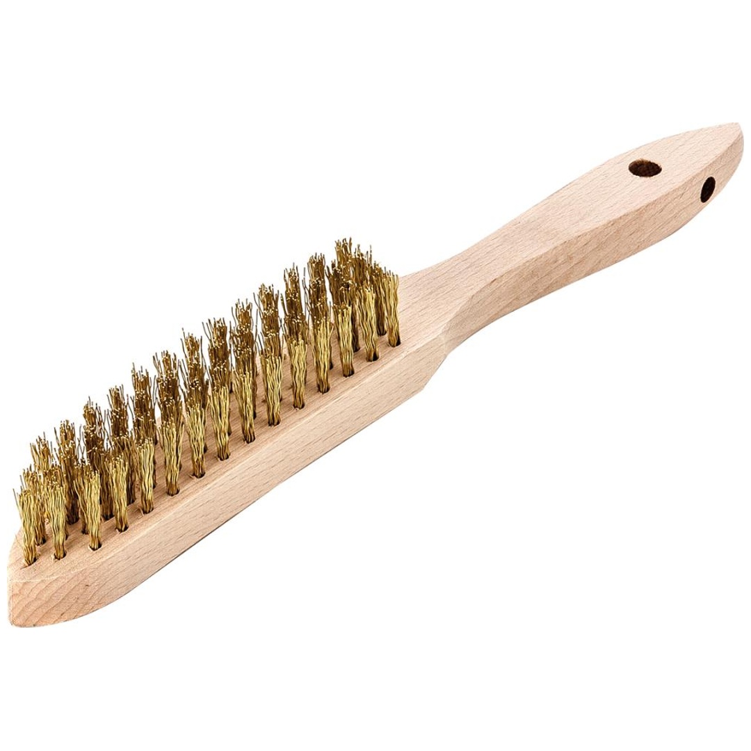 Lessmann Handdrahtbürste Messing gewellt 0,35mm 4-reihig