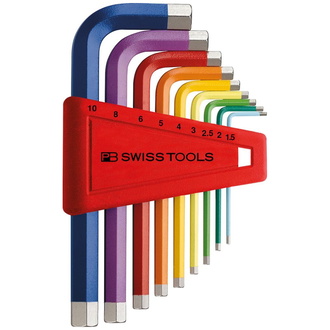 Swiss Tools Winkelschraubendreher- Satz im Kunststoffhalter 9-teilig 1,5-10mm Rainbow