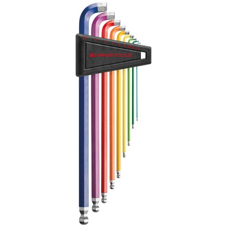 Swiss Tools Winkelschraubendreher- Satz im Kunststoffhalter 9-teilig1,5-10 90-100GradRainbow