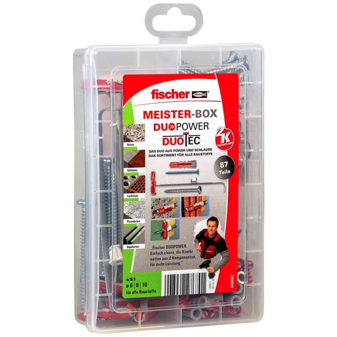 Fischer Duopower 6/8 x 30/40/10 Nylon-Dübel Spreizdübel Klappdübel Hohlraumdübel mit Nagelschraube 45 Stk.