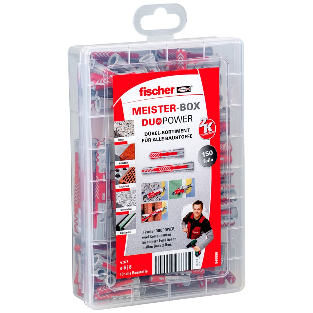 Fischer Duopower 6/8 x 10,5 Nylon-Dübel Spreizdübel Klappdübel Hohlraumdübel mit Kragen 150 Stk.