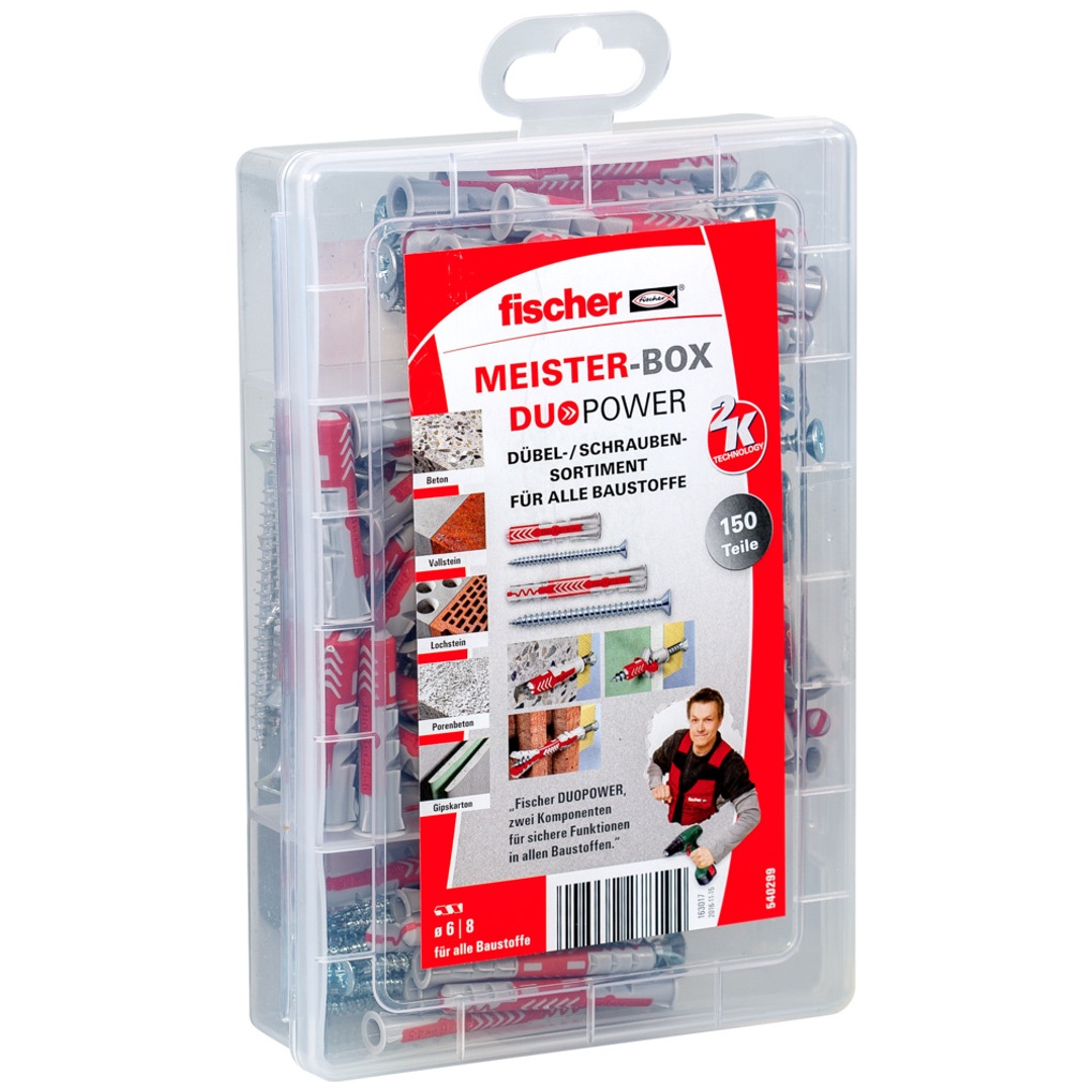 Fischer Duopower 6/8 x 30/40/50/65 Nylon-Dübel Spreizdübel Klappdübel Hohlraumdübel mit Kragen 150 Stk.