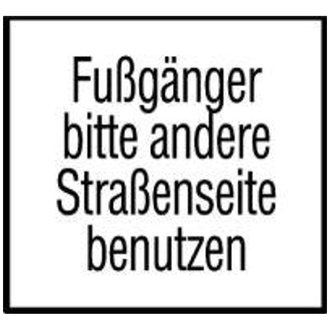 Warn- und Hinweisschild 24, 600x330 mm, "Fußgänger andere Straßenseite nutzen", RAL-Gütezeichen Folie RA2