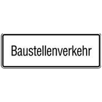 Zusatzschild 1007-38, 330x600 mm, "Baustellenverkehr", RAL-Gütezeichen Folie RA2