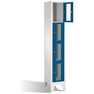 C+P Schließfachschrank Classic, 4 Fächer 320 x 1850 x 500 enzianblau/lichtgrau, Modell 8010A104