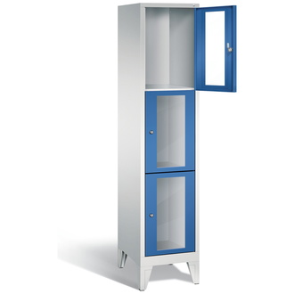 C+P Schließfachschrank Classic, 3 Fächer 420 x 1850 x 500 enzianblau/lichtgrau, Modell 8010A123