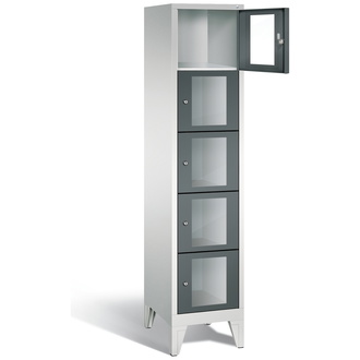 C+P Schließfachschrank Classic, 5 Fächer 420 x 1850 x 500 anthrazitgrau/lichtgrau, Modell 8010A125