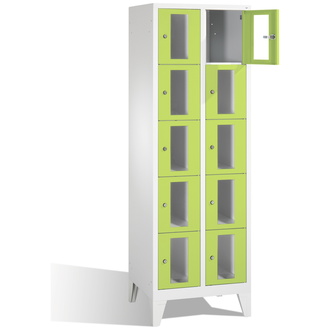 C+P Schließfachschrank Classic, 10 Fächer 610 x 1850 x 500 viridingrün/lichtgrau, Modell 8010A205