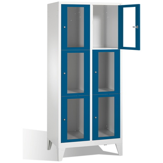 C+P Schließfachschrank Classic, 6 Fächer 810 x 1850 x 500 enzianblau/lichtgrau, Modell 8010A223