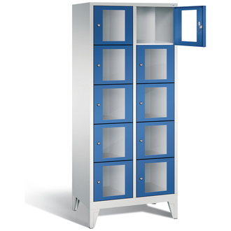 C+P Schließfachschrank Classic, 10 Fächer 810 x 1850 x 500 enzianblau/lichtgrau, Modell 8010A225