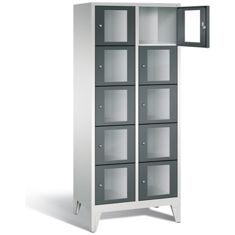 C+P Schließfachschrank Classic, 10 Fächer 810 x 1850 x 500 anthrazitgrau/lichtgrau, Modell 8010A225