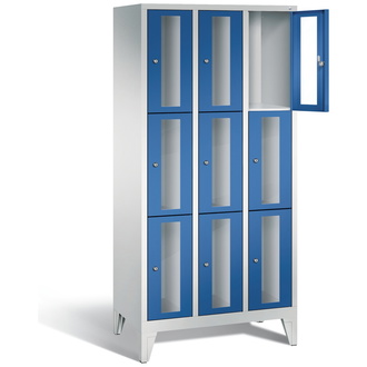 C+P Schließfachschrank Classic, 9 Fächer 900 x 1850 x 500 enzianblau/lichtgrau, Modell 8010A303