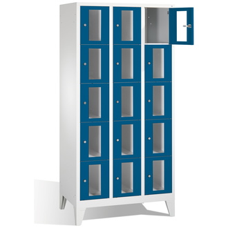 C+P Schließfachschrank Classic, 15 Fächer 900 x 1850 x 500 enzianblau/lichtgrau, Modell 8010A305