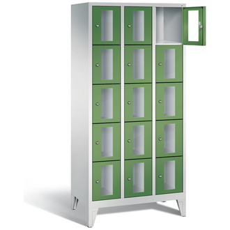 C+P Schließfachschrank Classic, 15 Fächer 900 x 1850 x 500 resedagrün/lichtgrau, Modell 8010A305