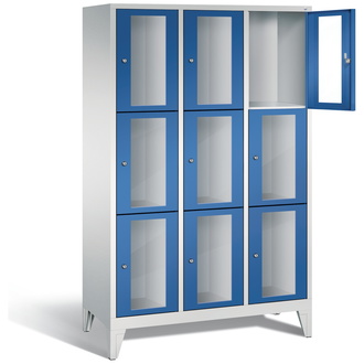 C+P Schließfachschrank Classic, 9 Fächer 1200 x 1850 x 500 enzianblau/lichtgrau, Modell 8010A323