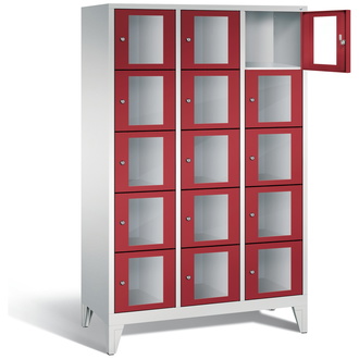 C+P Schließfachschrank Classic, 15 Fächer 1200 x 1850 x 500 rubinrot/lichtgrau, Modell 8010A325