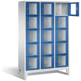 C+P Schließfachschrank Classic, 15 Fächer 1200 x 1850 x 500 enzianblau/lichtgrau, Modell 8010A325