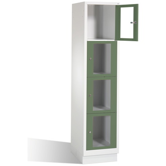 C+P Schließfachschrank Classic, 4 Fächer 420 x 1800 x 500 resedagrün/lichtgrau, Modell 8020A124
